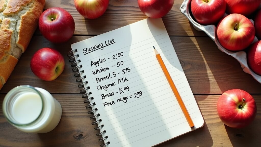 Shopping list with prices