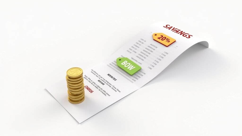 Shopping receipt with stacked savings