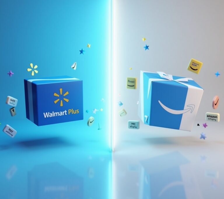 Walmart and Amazon logos comparison